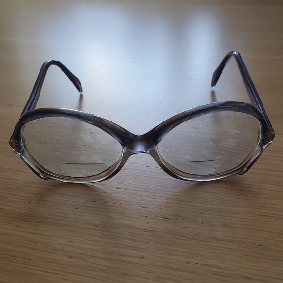 Vintage 70s Gray Round Oversized Eyeglasses